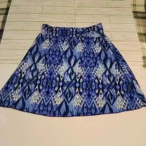 Tranquility Skirt Blue White Printed A-Line Size Small